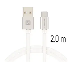 Swissten TEXTILE Datenkabel USB - USB-C 2m Silber
