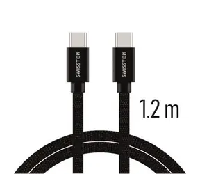 Swissten TEXTILE Datenkabel USB-C - USB-C 1,2m schwarz