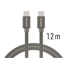 Swissten TEXTILE Datenkabel USB-C - USB-C 1,2m grau