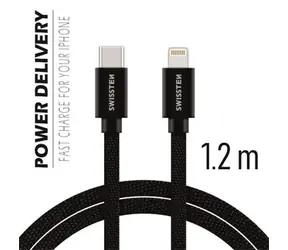Swissten TEXTILE Datenkabel USB-C - Lightning 1,2m schwarz