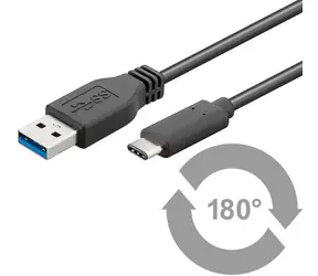 MicroConnect -Kabel USB3.1 C (M) - USB3.0 A (M) / 2 m / schwarz