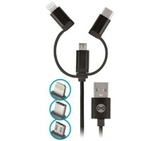 Forever 3IN1 Datenkabel Lightning & microUSB & USB-C schwarz