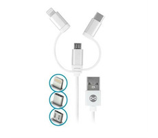 Forever 3IN1 Datenkabel Lightning & microUSB & USB-C weiß
