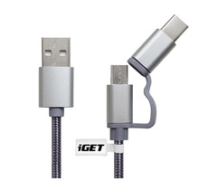 iGet G2V1 silber / USB-Kabel Micro USB & USB-C / 1m