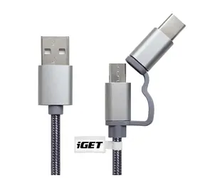iGet G2V1 silber / USB-Kabel Micro USB & USB-C / 1m