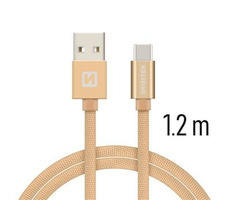 Swissten TEXTILE Datenkabel USB - USB-C 1,2m Gold