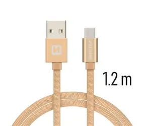 Swissten TEXTILE Datenkabel USB - USB-C 1,2m Gold