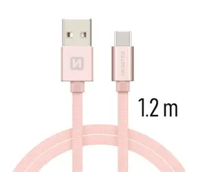 Swissten TEXTILE Datenkabel USB - USB-C 1,2m rosa