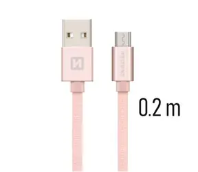 Swissten TEXTILE Datenkabel USB - microUSB 0,2m rosa