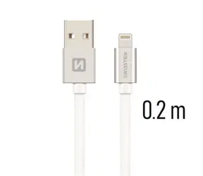 Swissten TEXTILE Datenkabel USB - Lightning 0,2m Silber