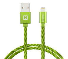 Swissten TEXTILE Datenkabel USB - Lightning 1,2m grün