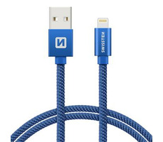 Swissten TEXTILE Datenkabel USB - Lightning 2,0m blau