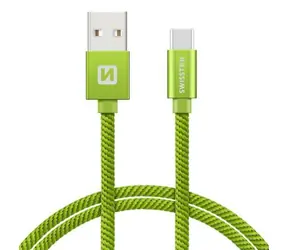 Swissten TEXTILE Datenkabel USB - USB-C 1,2m grün