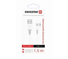 Swissten Datenkabel USB - USB-C 3.1 (9mm) weiß 1,5m 