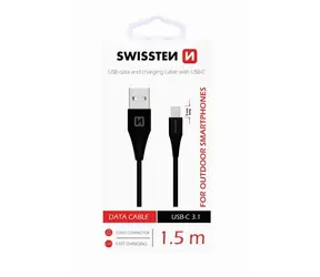 Swissten Datenkabel USB - USB-C 3.1 (9mm) schwarz 1,5m 