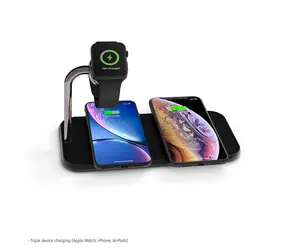 ZENS Dual+Watch Aluminium Wireless schwarz / kabelloses Ladegerät / Qi-zertifiziert / für 2 Telefone + Apple Watch / 20W