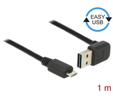 DeLock Kabel Easy- USB 2.0 Typ-A Stecker rechtwinklig nach oben > USB 2.0 Typ Micro-B Stecker 1 m schwarz