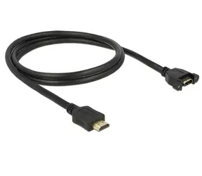DeLock Kabel HDMI A Stecker > HDMI A Buchse verschraubbar 1 m schwarz