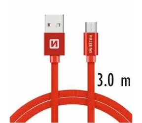 Swissten TEXTILE Datenkabel USB - microUSB 3M rot