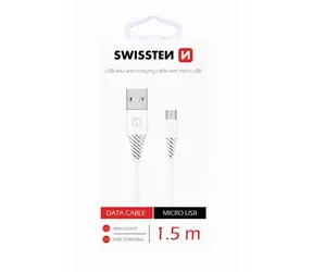 Swissten Datenkabel USB - microUSB 1,5m weiß (6,5mm)