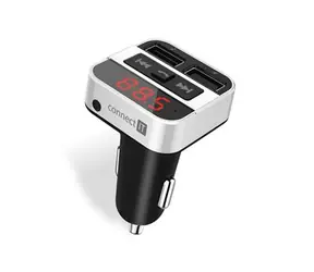 Connect IT InCarz Bluetooth-Sender silber / 2x USB / SMART IC / Digitalanzeige / Freisprecheinrichtung / Player