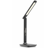 Immax LED-Tischleuchte Kingfisher 9W schwarz / 450lm / DC 12V / 1,0A / 3 Lichtfarben / Klapparm / USB