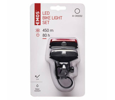 Emos P3920 LED Fahrradlicht vorne + hinten / 2x 1W COB LED / IPX3 / CR2032 Akku