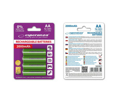Esperanza Akku AA grün / 1,2V / 2000mAh / Ni-MH / 4 Stück / im Blister