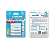 Esperanza Akku AA weiß / 1,2V / 2000mAh / Ni-MH / 4 Stück / im Blister