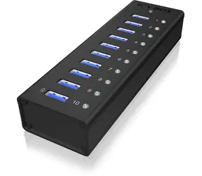 Icy Box IB-AC6110 USB-Hub schwarz / 10x USB 3.0 / mit USB-Ladefunktion