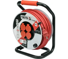 YATO YT-8108 Trommel-Verlängerungskabel / 230V / 16 A / Anzahl Steckdosen 4 / Steckdose E|F / Länge 50m / IP44
