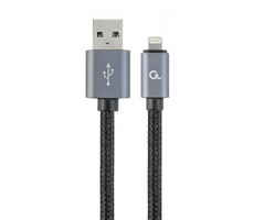 Gembird USB 2.0 (M) - Apple Lightning 8-Pin (M) 1,8 m schwarzes / textilumwickeltes Kabel