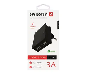 Swissten SMART IC Netzwerkadapter 2x USB 3A POWER schwarz
