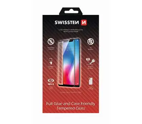 Swissten FULL GLUE COLOR FRAME CASE FRIENDLY Glas für Apple iPhone XR schwarz