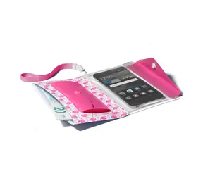 CellularLine Voyager Pochette Wasserdichte Hülle mit Geldbörse für Telefone bis zu 5,2 Zoll, Rosa 