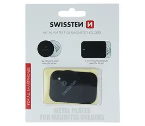 Swissten Set Metall-Klebeetikett und Pad für magnetische Autohalterungen (Einzelhandelsverpackung)