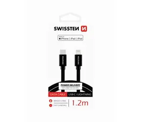 Swissten TEXTILE Datenkabel USB-C - LIGHTNING MFi 1,2m schwarz
