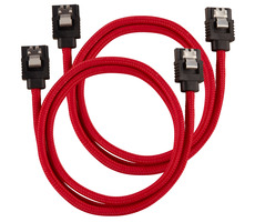 Corsair Premium Sleeved SATA 6Gbps Kabel gerade 60cm rot (2 Stück)