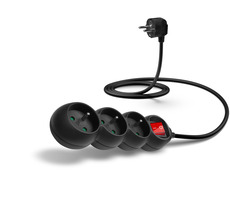 Connect IT Verlängerungskabel 230 V 3 Steckdosen 1,5 ms mit Schalter (schwarz)