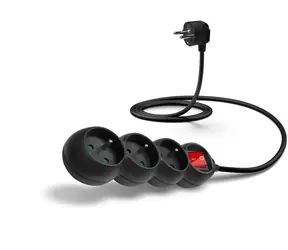 Connect IT Verlängerungskabel 230 V 3 Steckdosen 1,5 ms mit Schalter (schwarz)