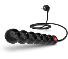 Connect IT Verlängerungskabel 230 V 6 Steckdosen 2 ms mit Schalter (schwarz)