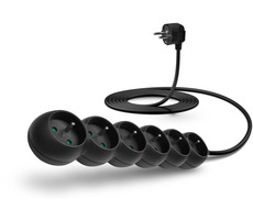 Connect IT Verlängerungskabel 230 V 6 Steckdosen 3 m ohne Schalter (schwarz)