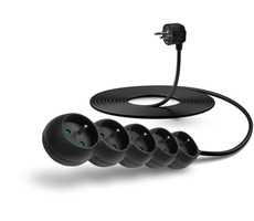 Connect IT Verlängerungskabel 230 V 5 Steckdosen 5 m ohne Schalter (schwarz)
