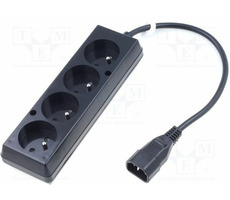OEM -Netzteil 230V für USV - 1x IEC C14 auf 4X CEE 7 5 (FR / CZ) / max. 10A / Länge 30 cm