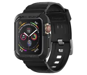 Spigen Rugged Armor Pro Schutzhülle mit Armband für Apple Watch 44 mm Schwarz
