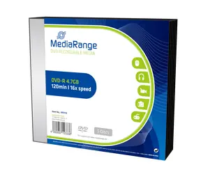 MediaRange MR418 DVD- R / 4,7 GB / 16x / 5 Stück Slim Case