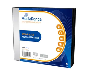 MediaRange MR419 DVD+ R / 4,7 GB / 16x / 5 Stück Slim Case