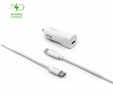 FIXED USB-C-Autoladegerät + USB-C-zu-USB-C-Kabel weiß