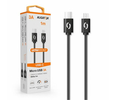 Aligator Datenkabel POWER 3A USB-C - microUSB 1m schwarz