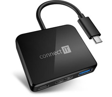 Connect IT USB-C-Hub 3in1 schwarz / USB / USB-C / HDMI